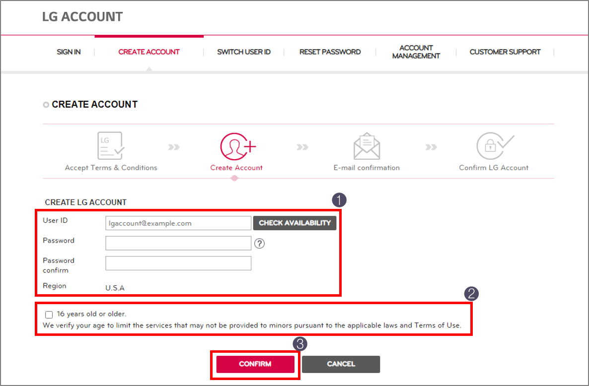 A page where you enter personal information to create an account.